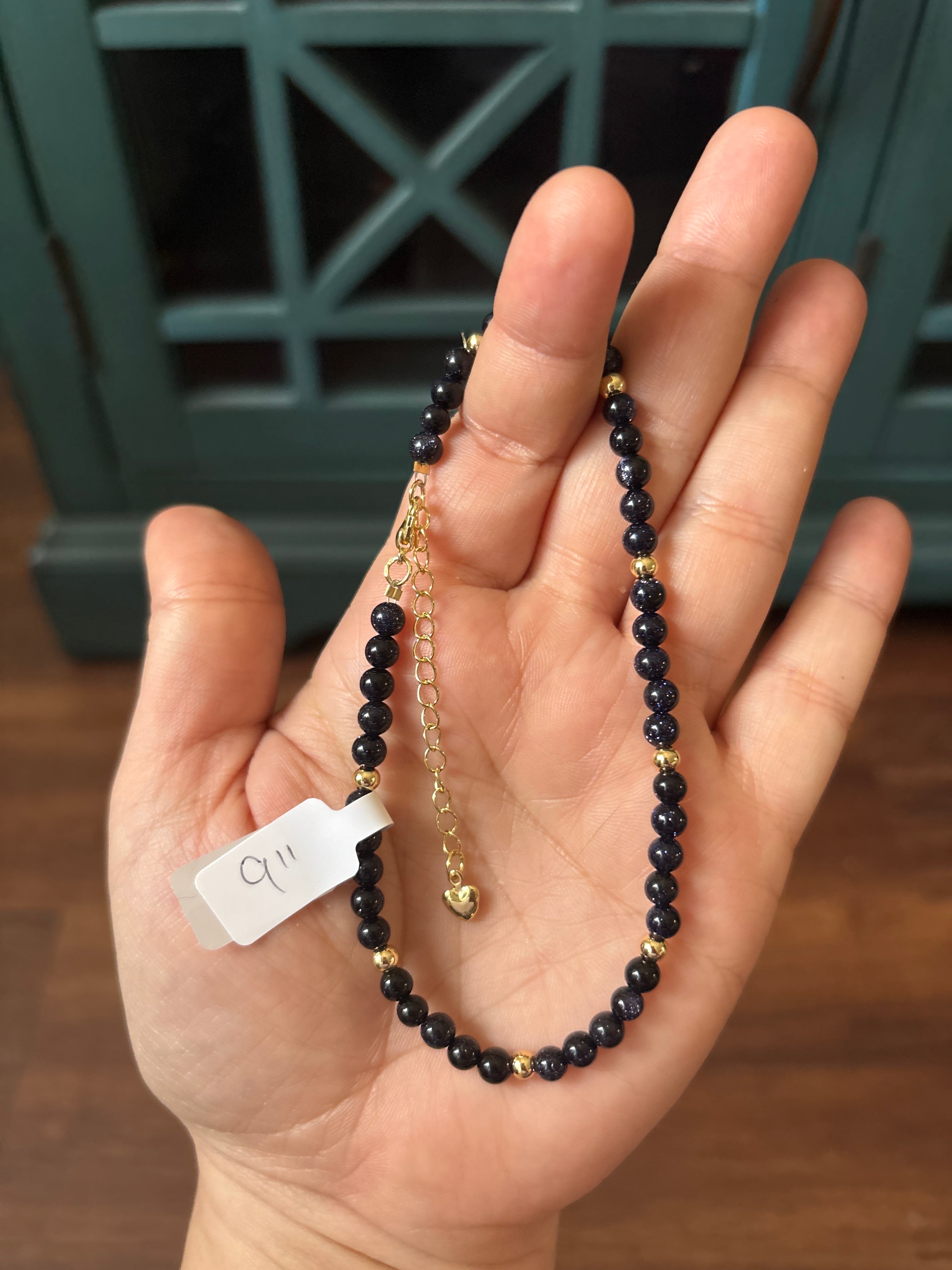 Blue goldstone ankle bracelet