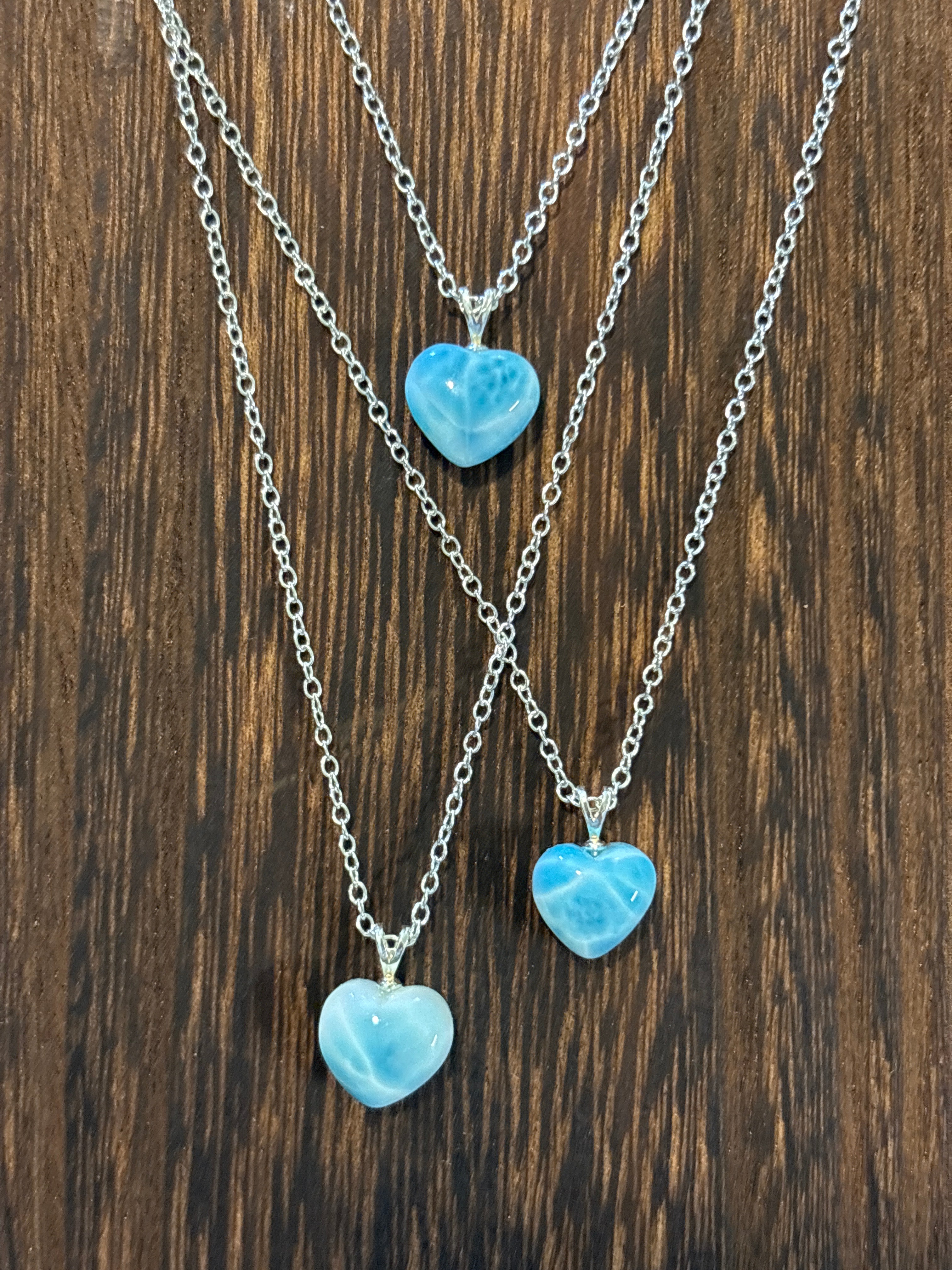 Larimar heart necklaces