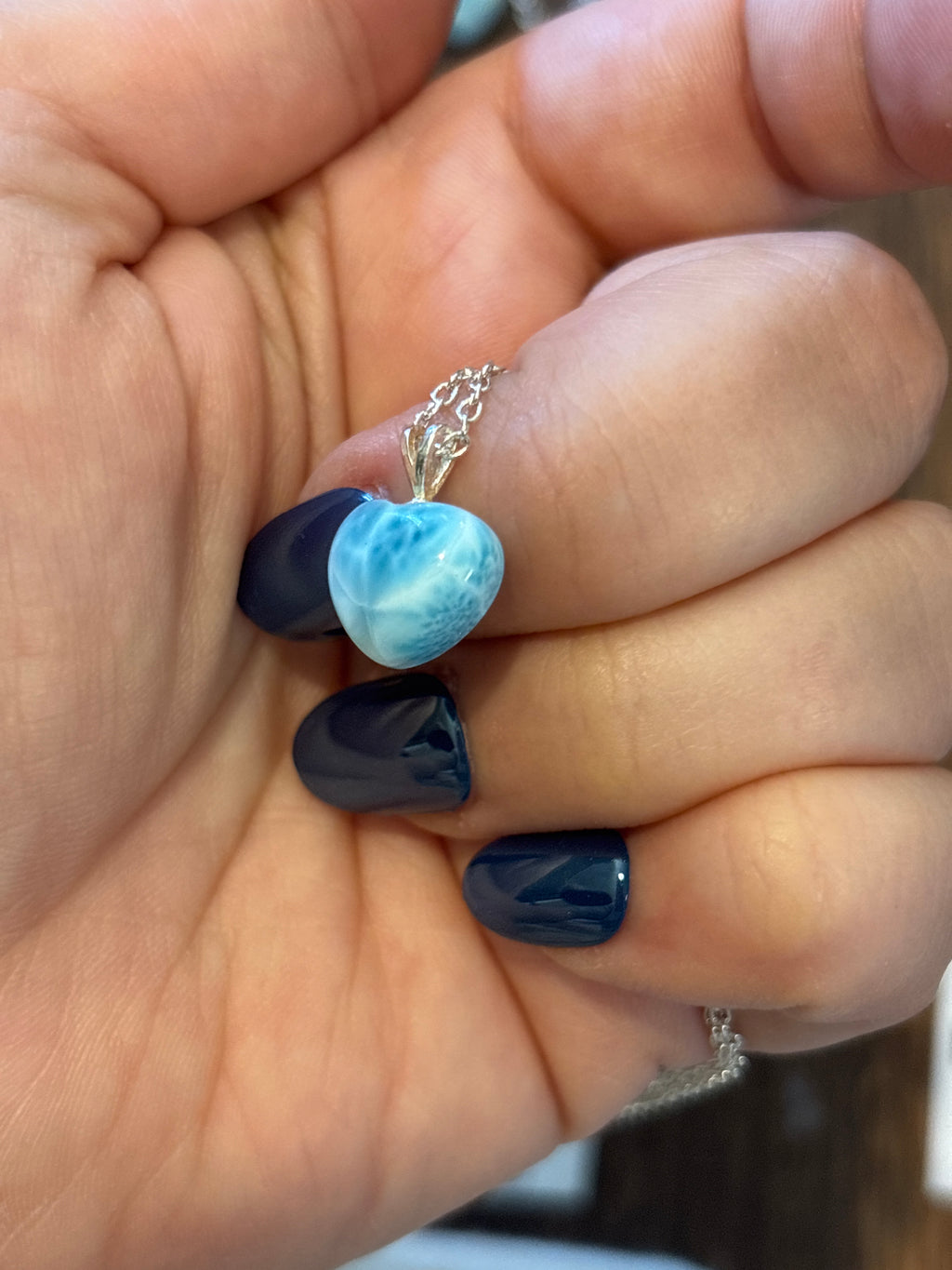 Larimar heart necklaces