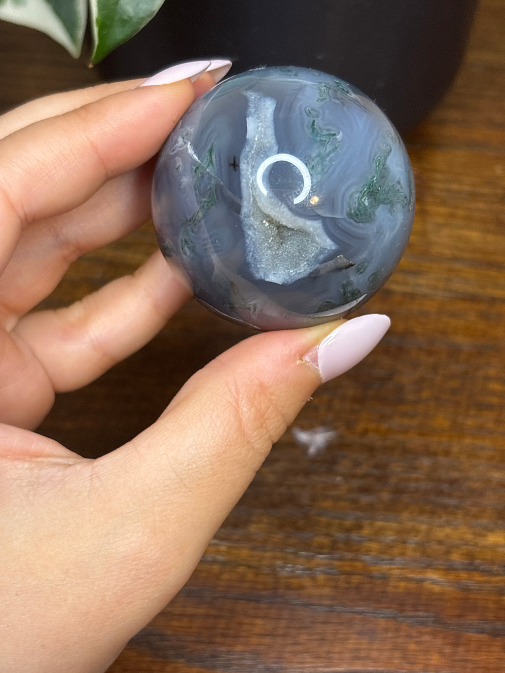 Moss agate sphere