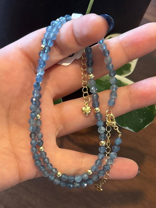 Aquamarine A grade faceted ankle bracelets