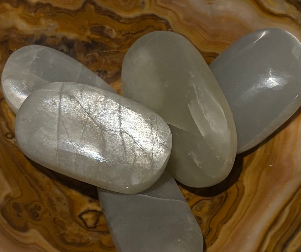 Green moonstone pocket stone
