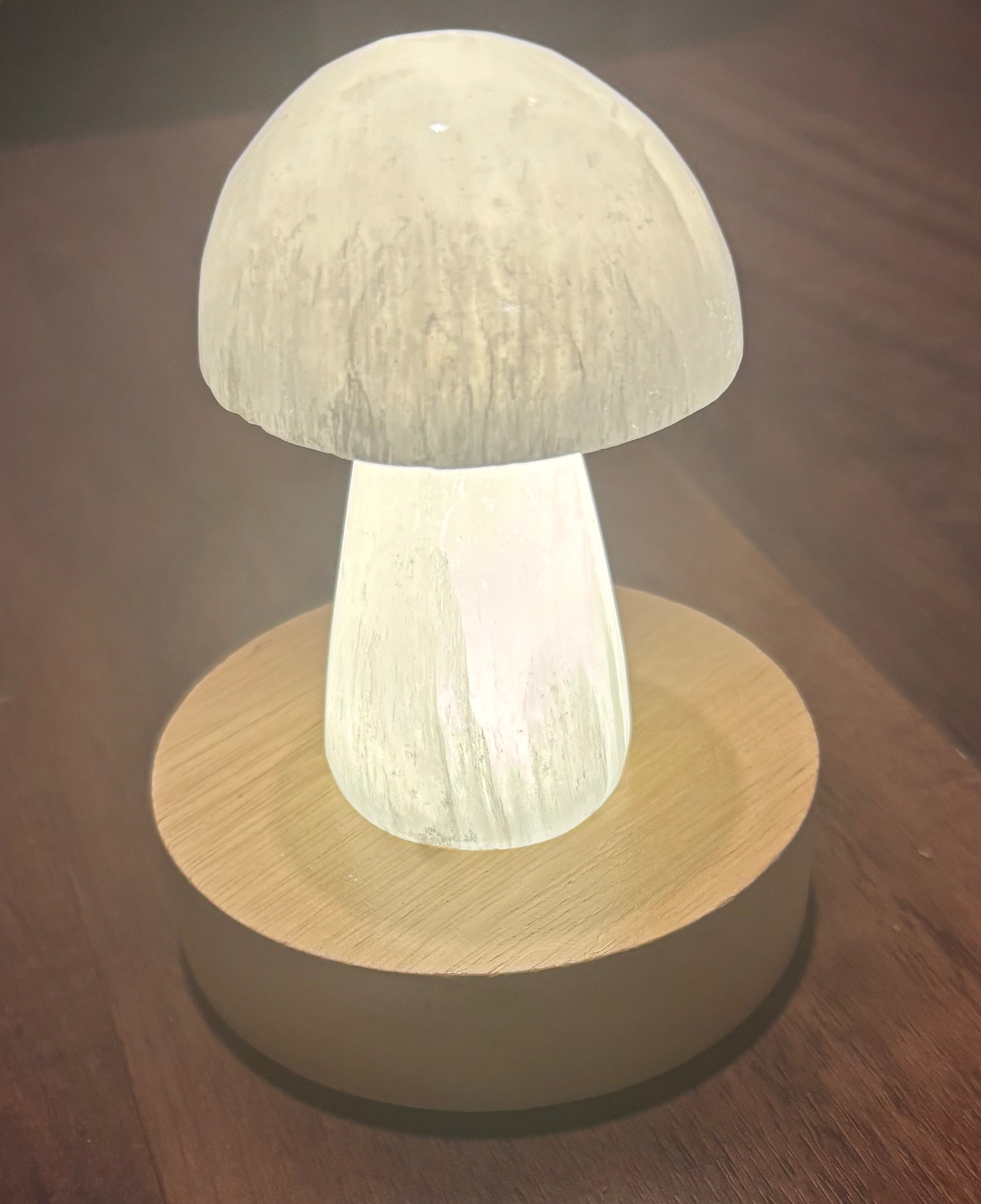Selenite satin spar mushroom