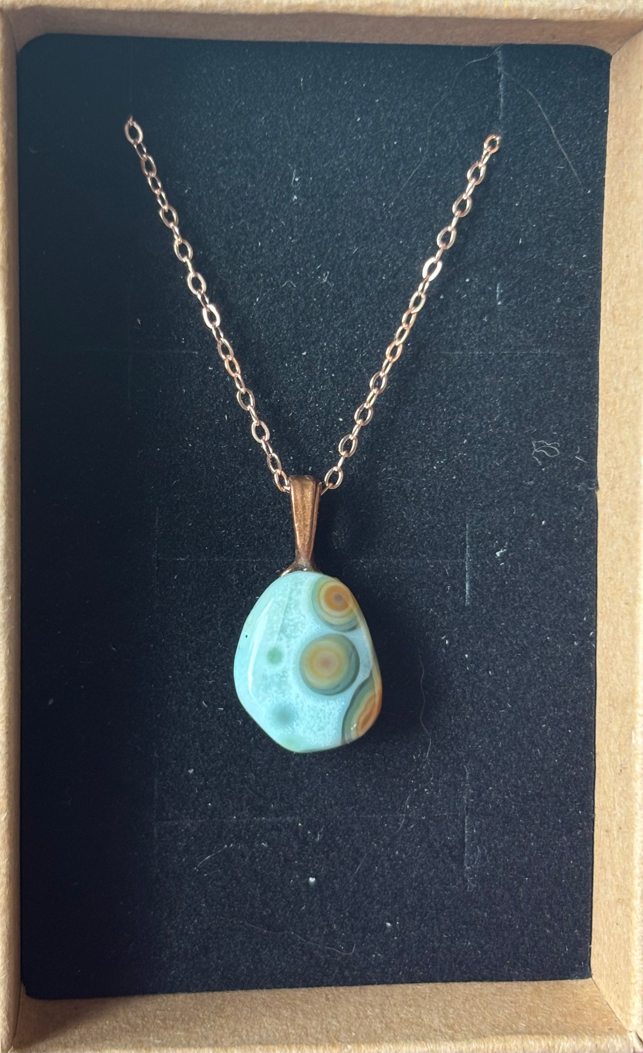 Ocean Jasper necklace on rose gold