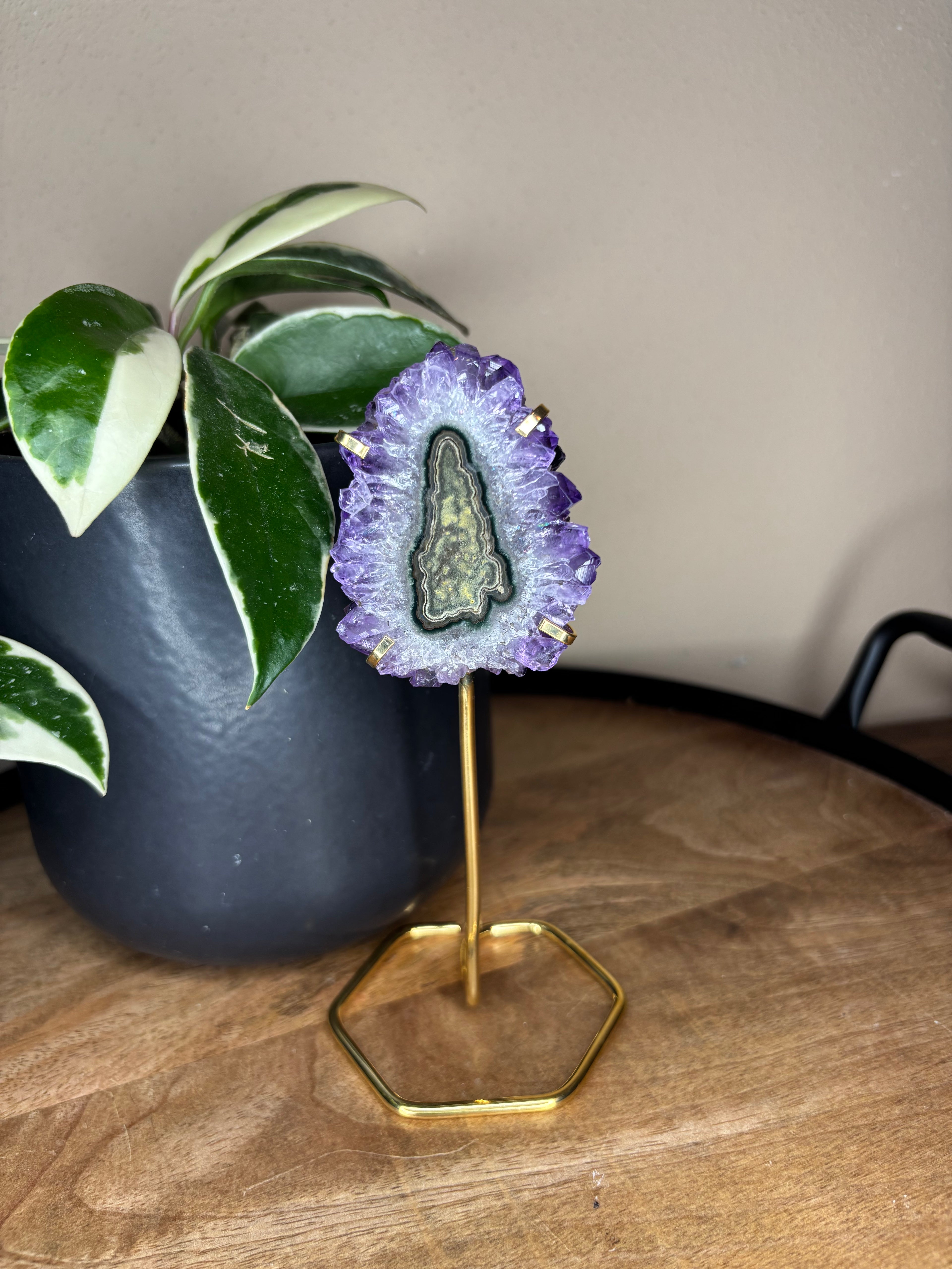 Amethyst stalactite on stand