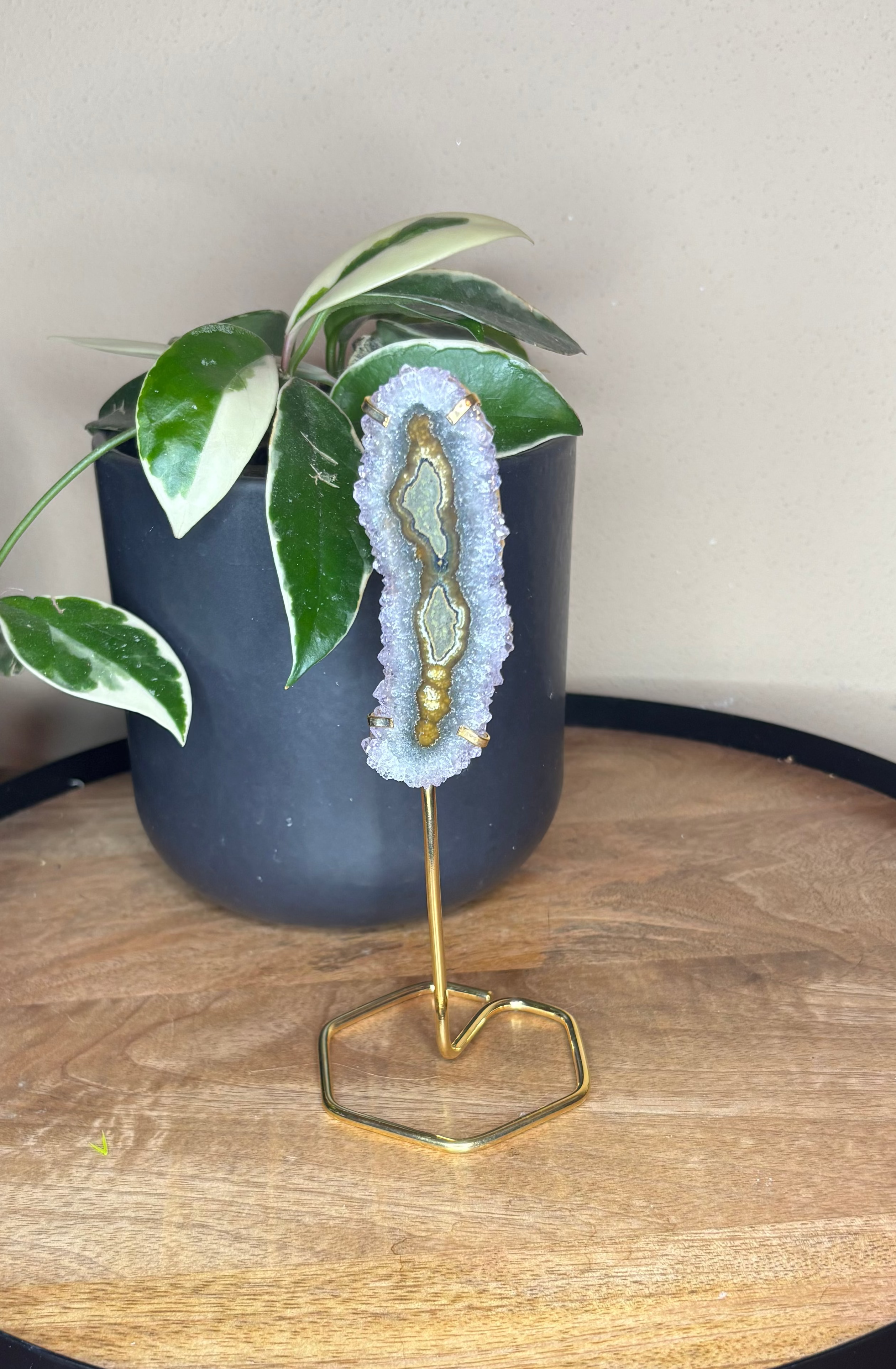 Amethyst stalactite on stand