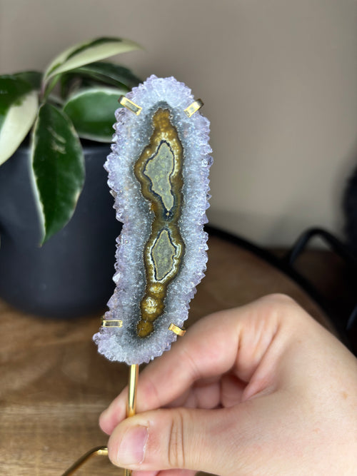 Amethyst stalactite on stand