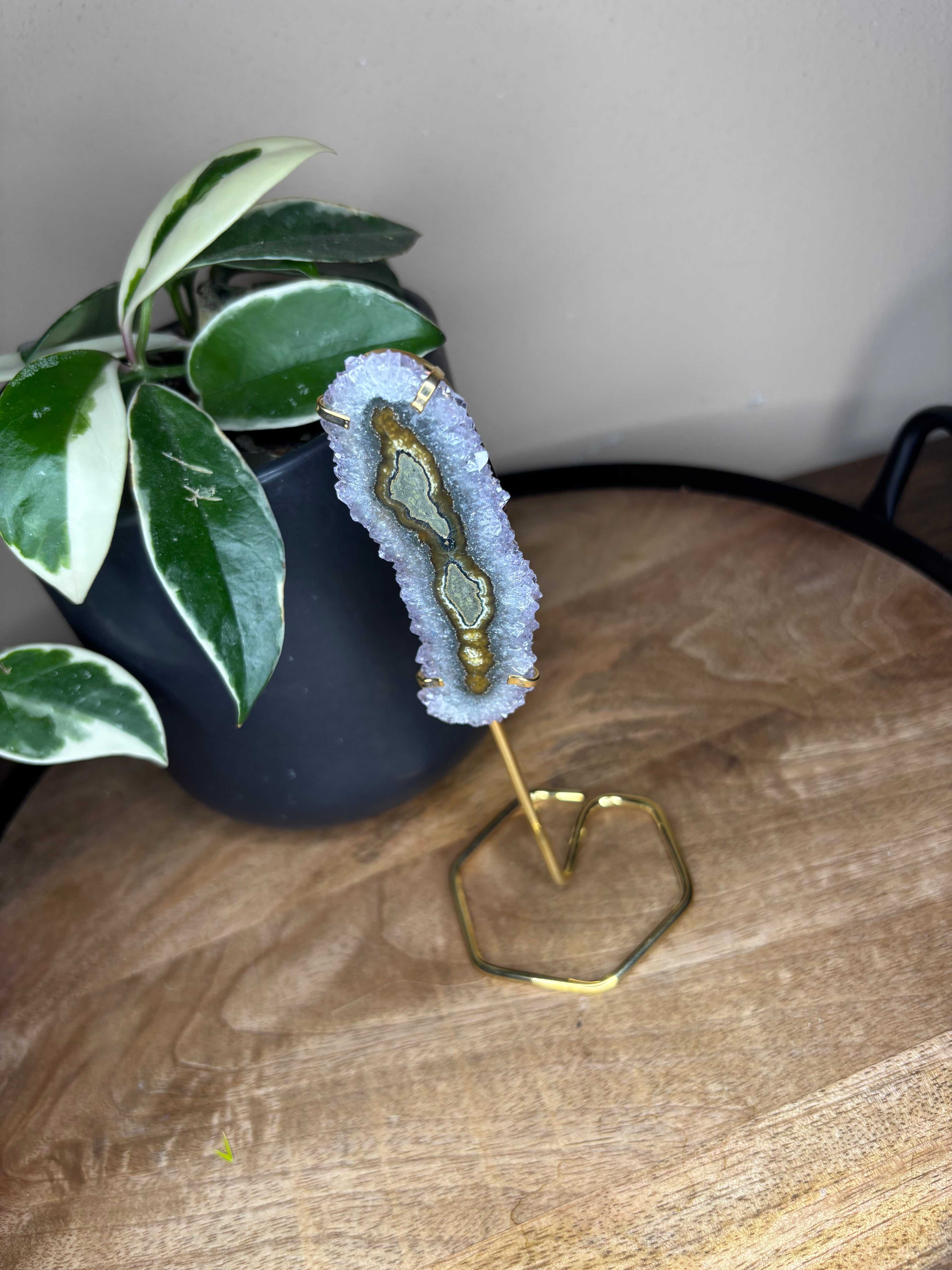 Amethyst stalactite on stand