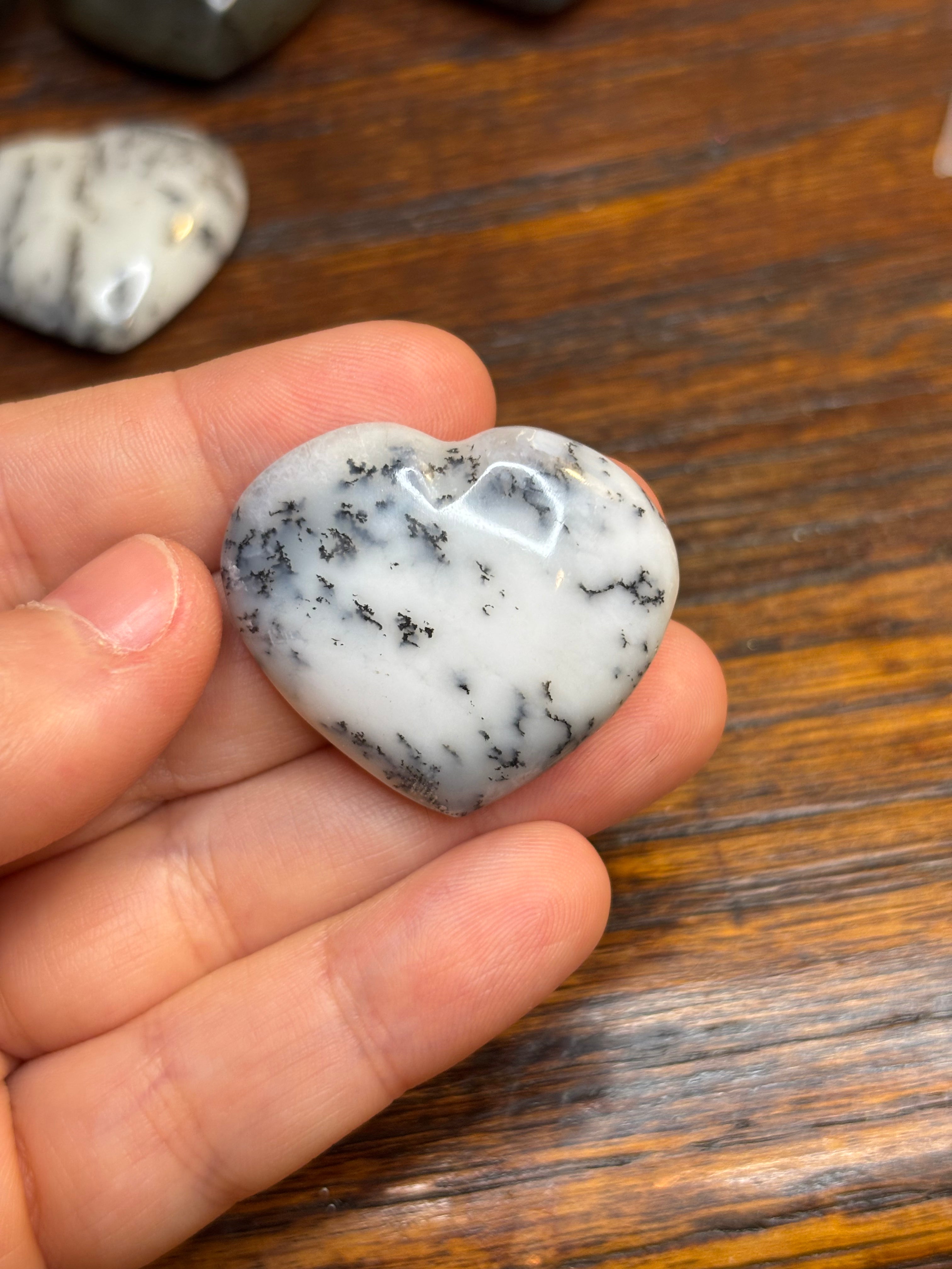 Dendritic opal hearts
