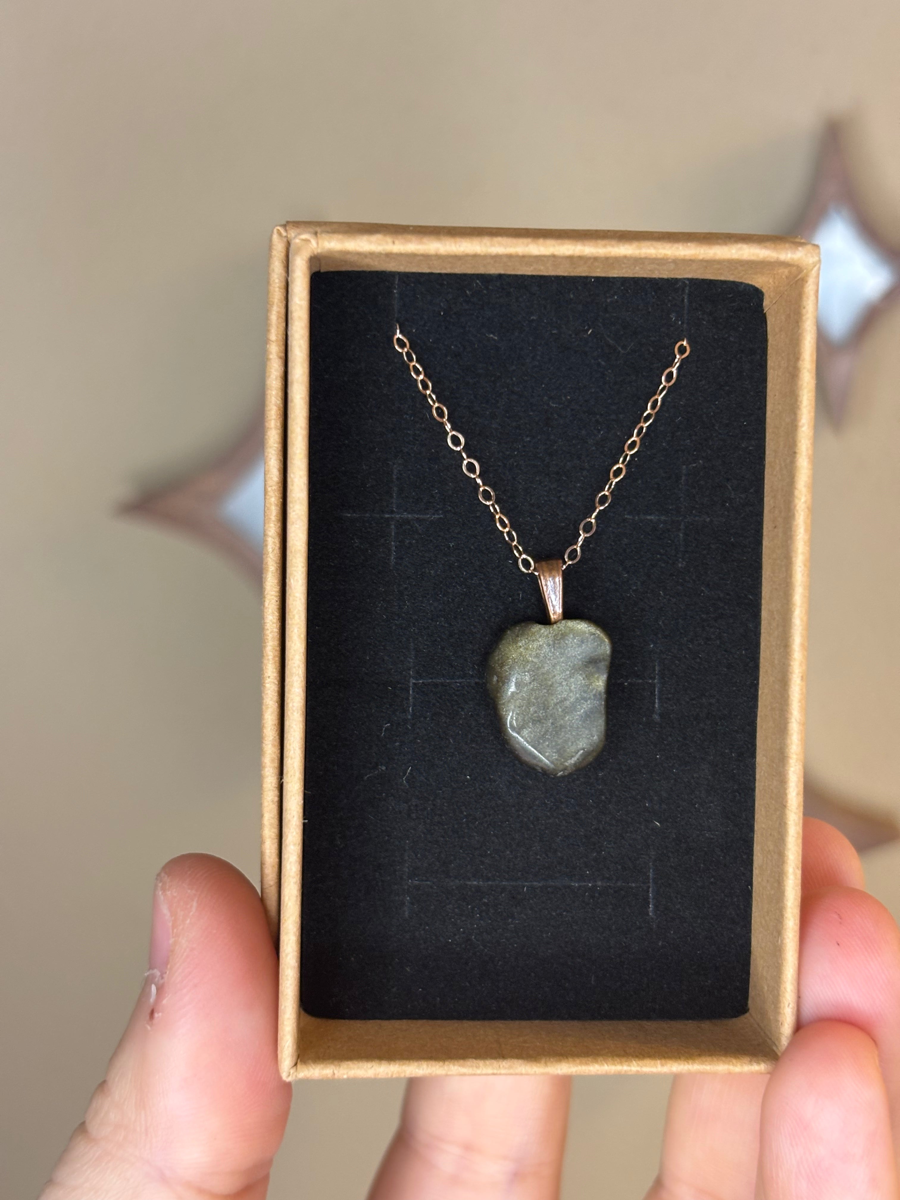 Necklace - gold sheen obsidian