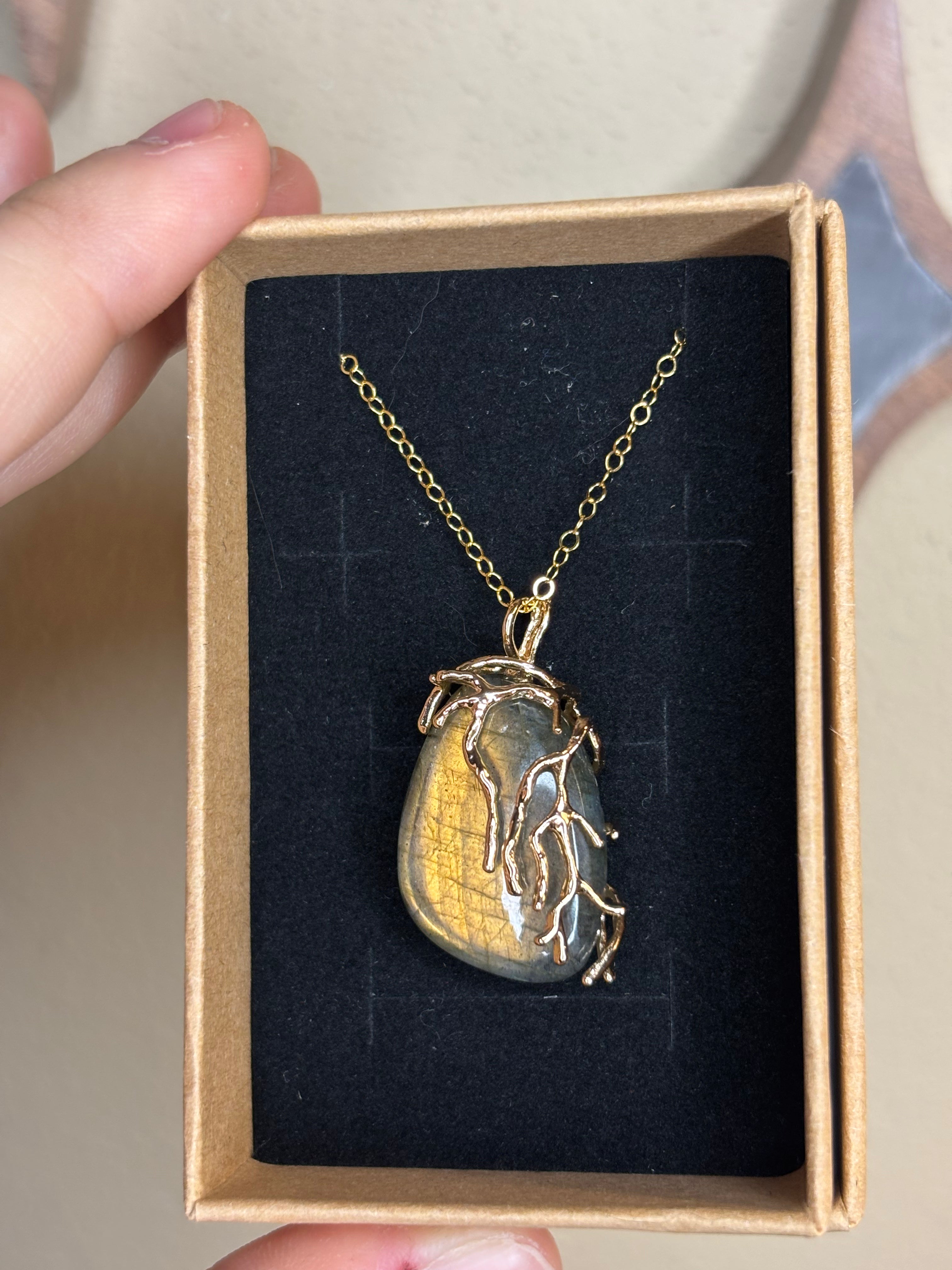 Necklaces - large labradorite with branch wrap style detail - click to see them all!