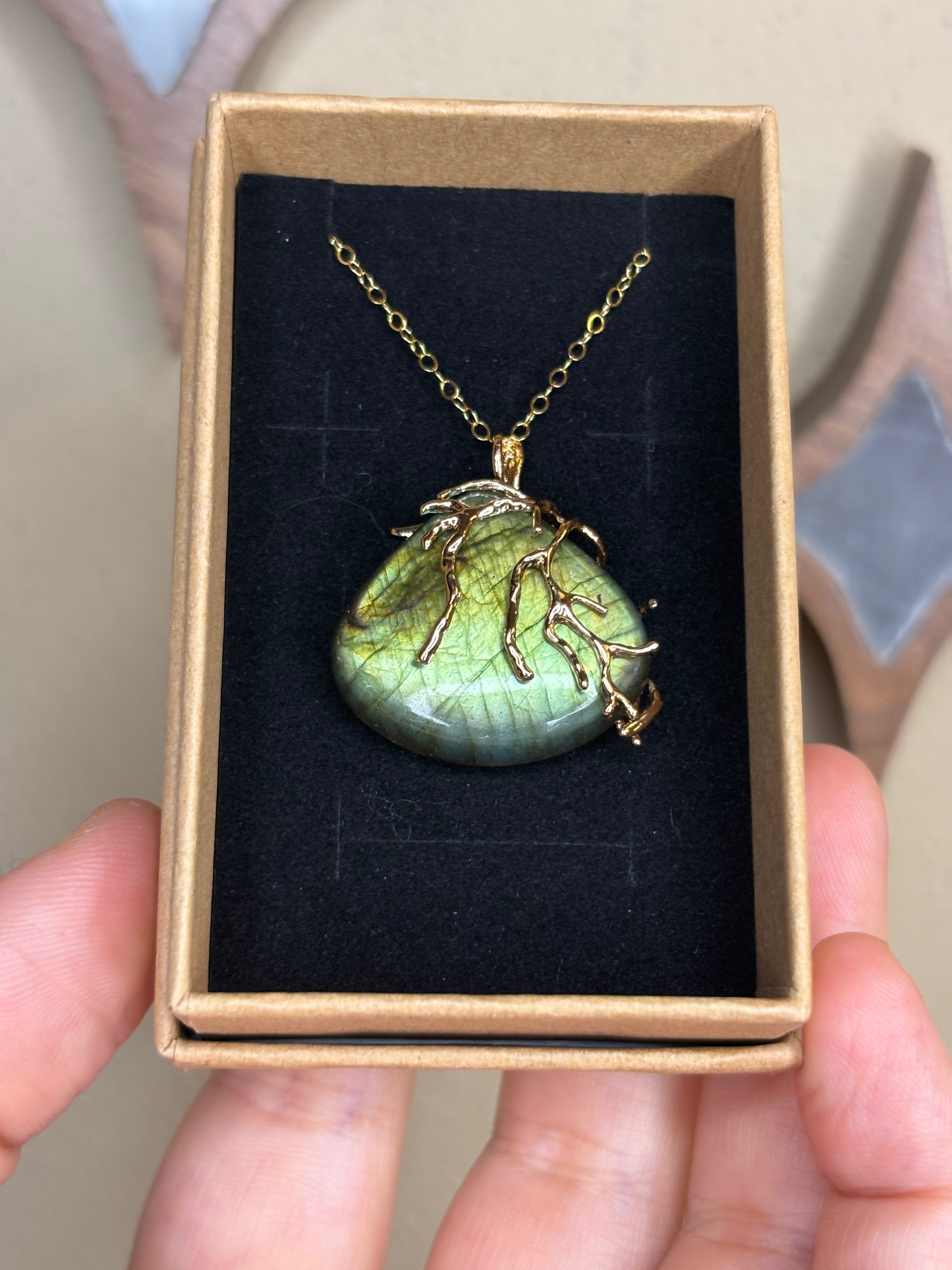 Necklaces - large labradorite with branch wrap style detail - click to see them all!