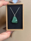 Necklace - green aventurine on silver plated chain