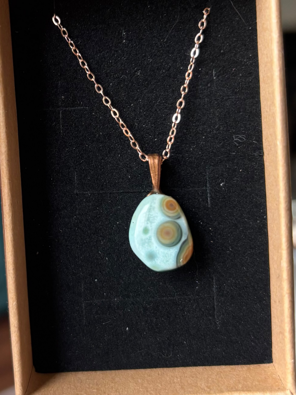 Ocean Jasper necklace on rose gold