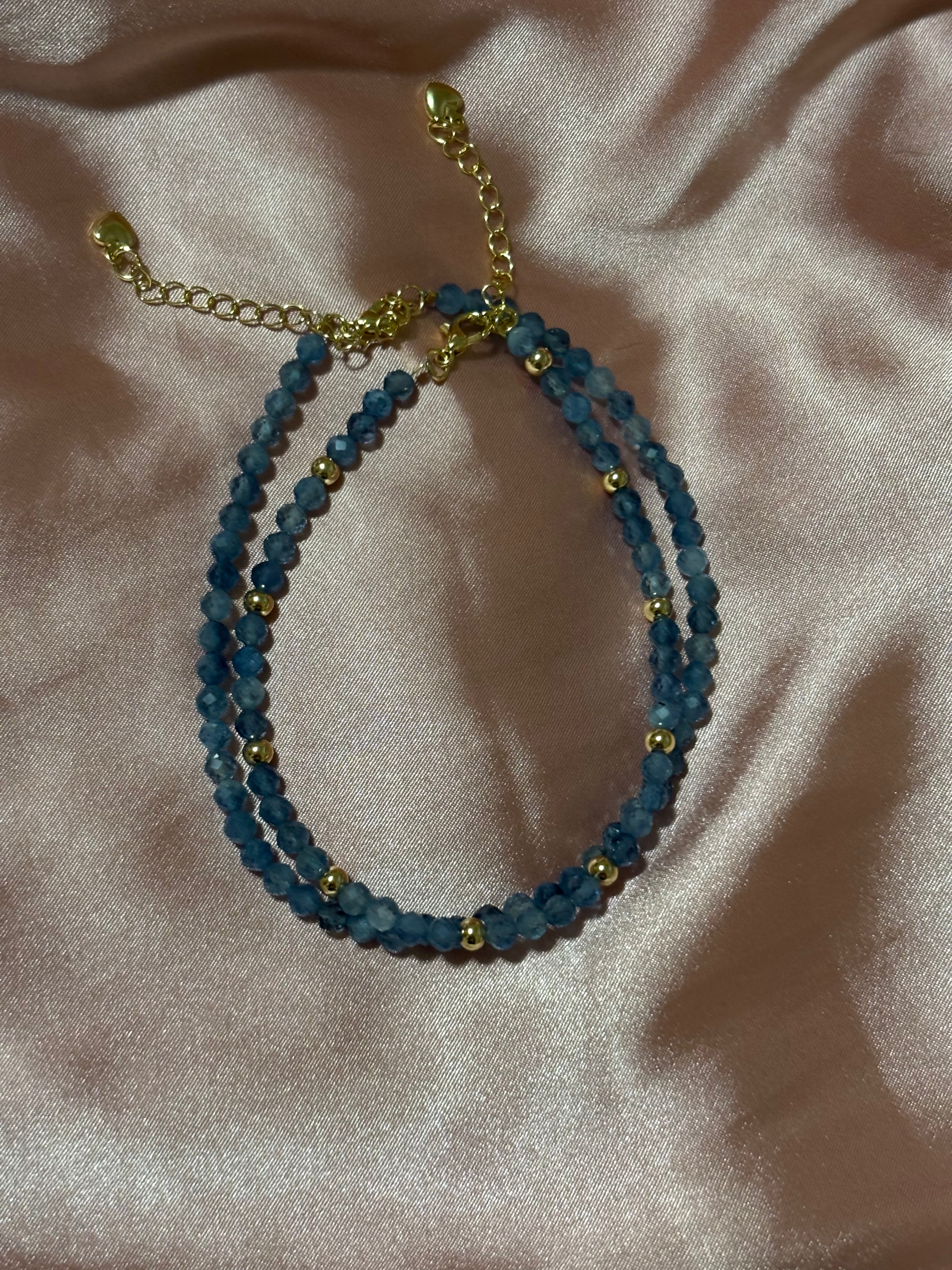 Aquamarine A grade faceted ankle bracelets