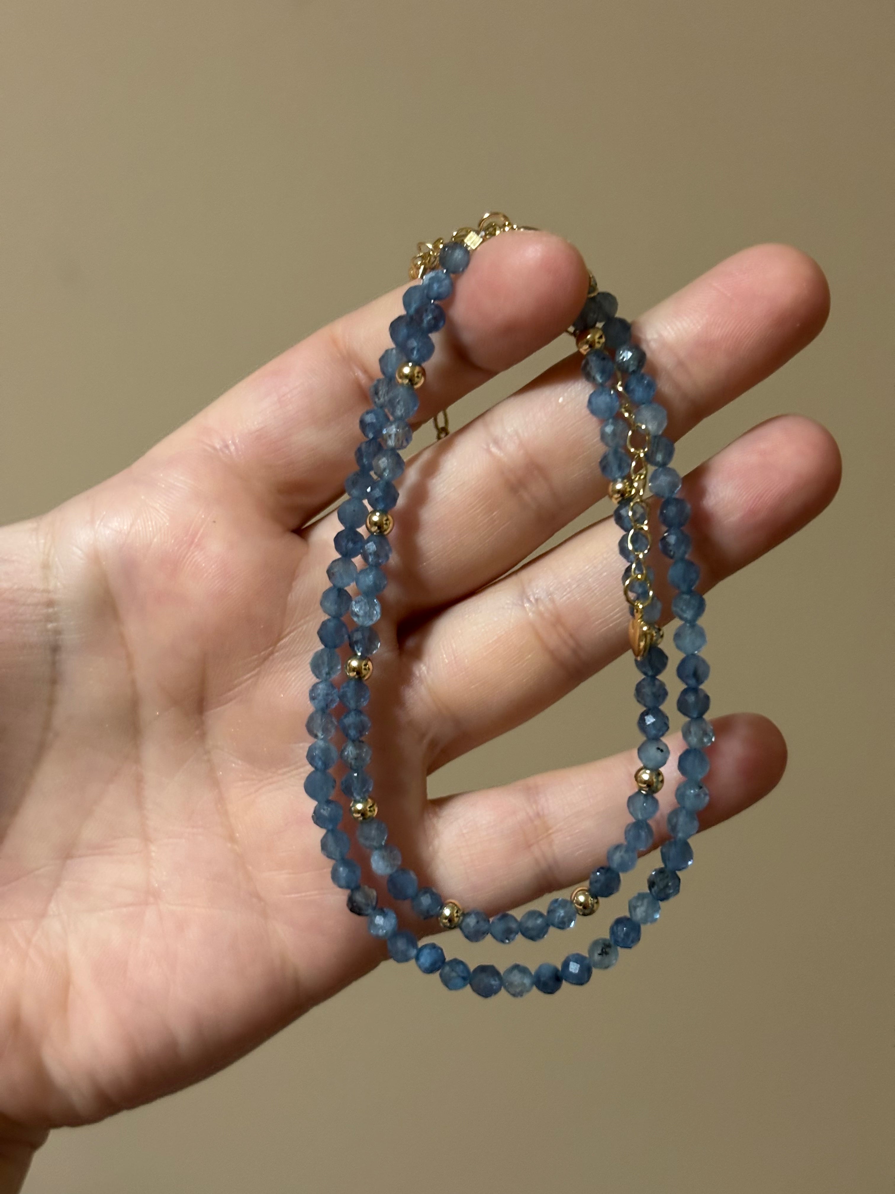 Aquamarine A grade faceted ankle bracelets