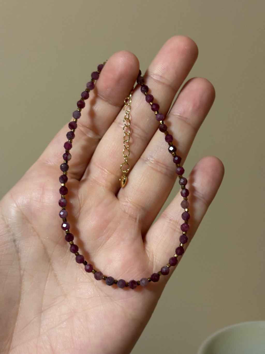 Pink tourmaline faceted ankle bracelet