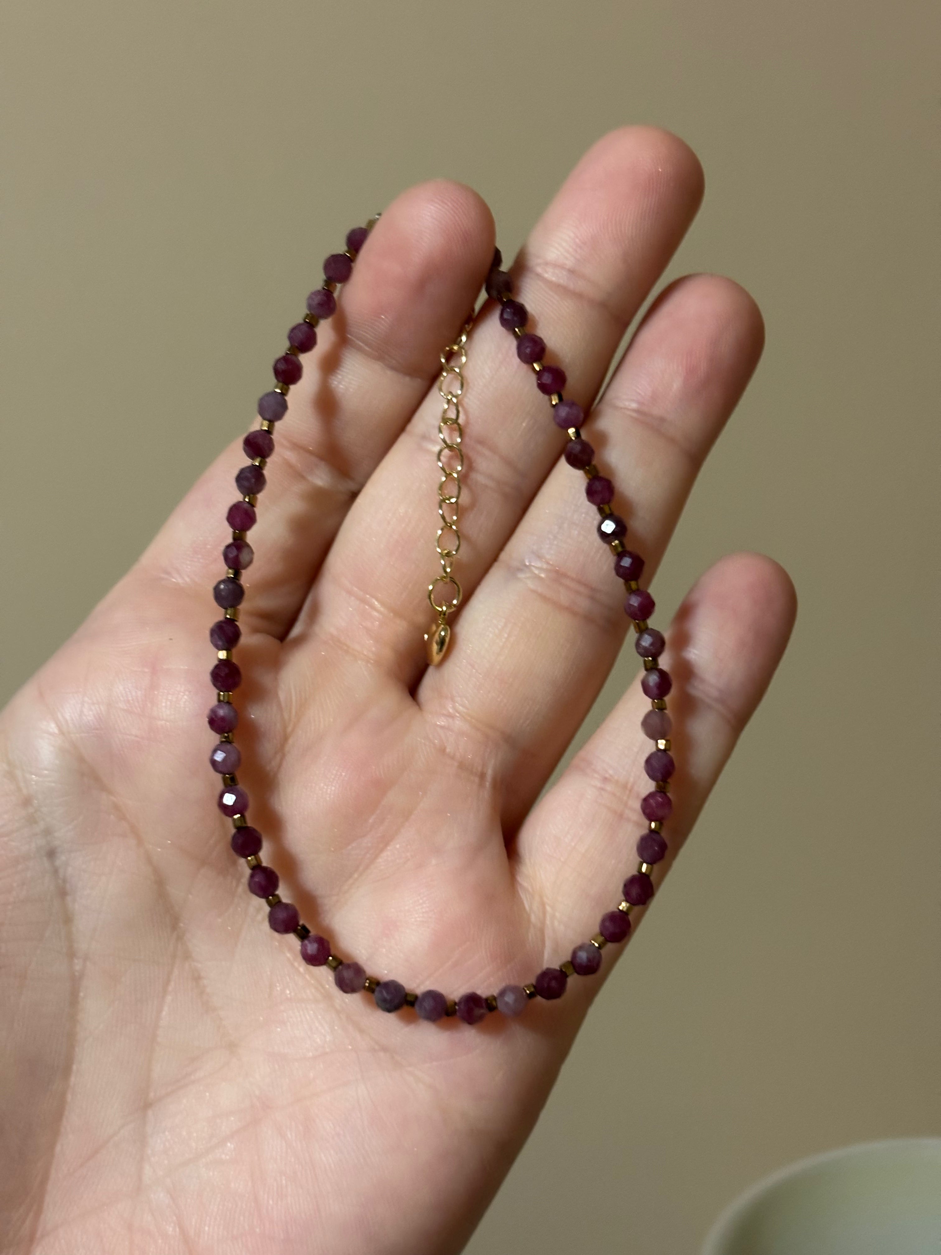 Pink tourmaline faceted ankle bracelet