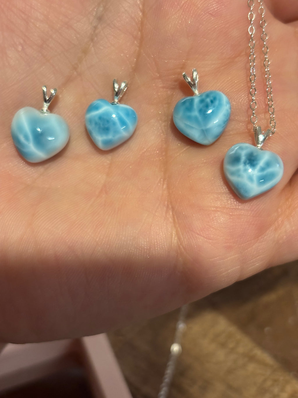 Larimar heart necklaces