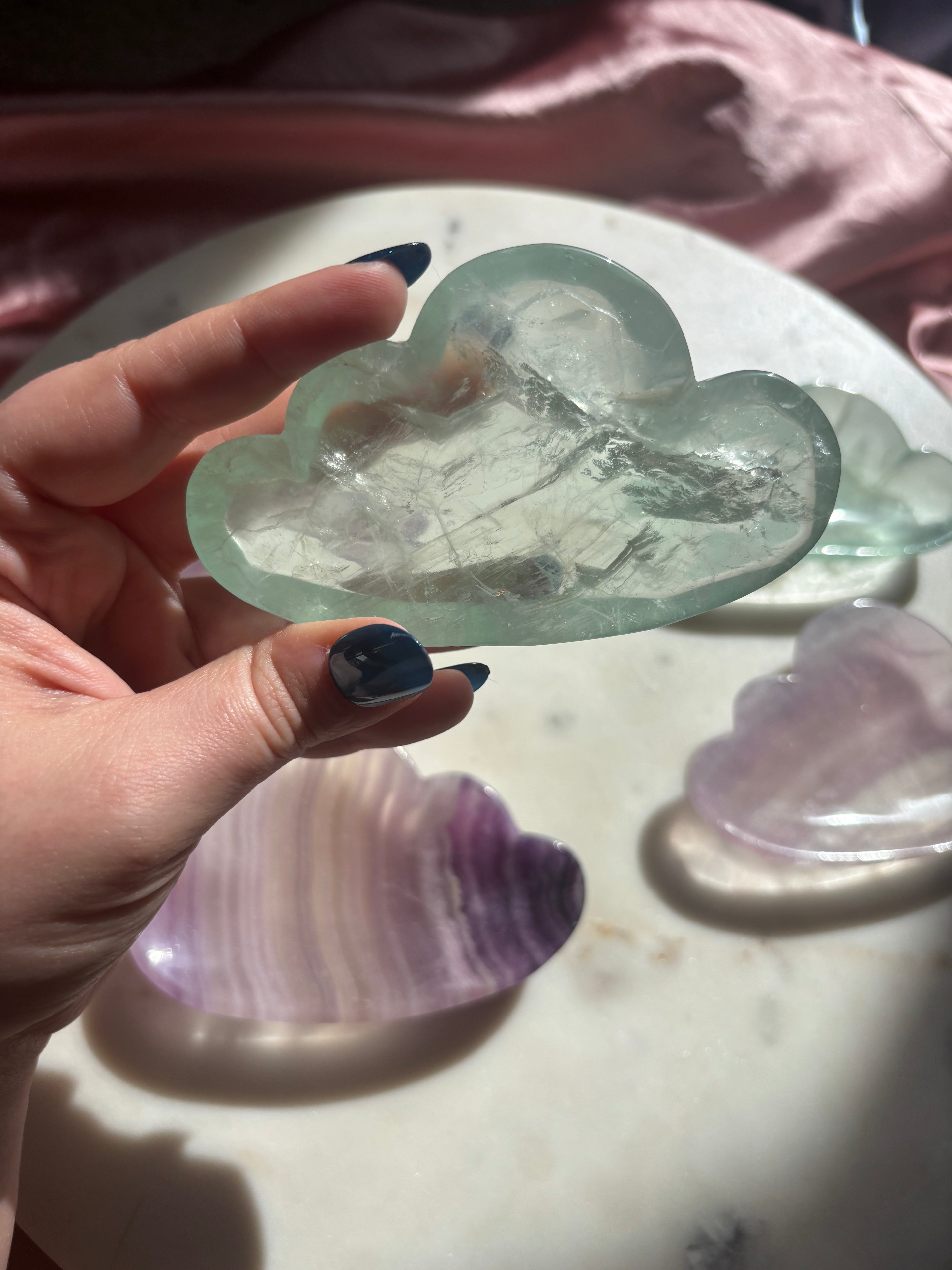 Cloud shape fluorite jewelry dishes