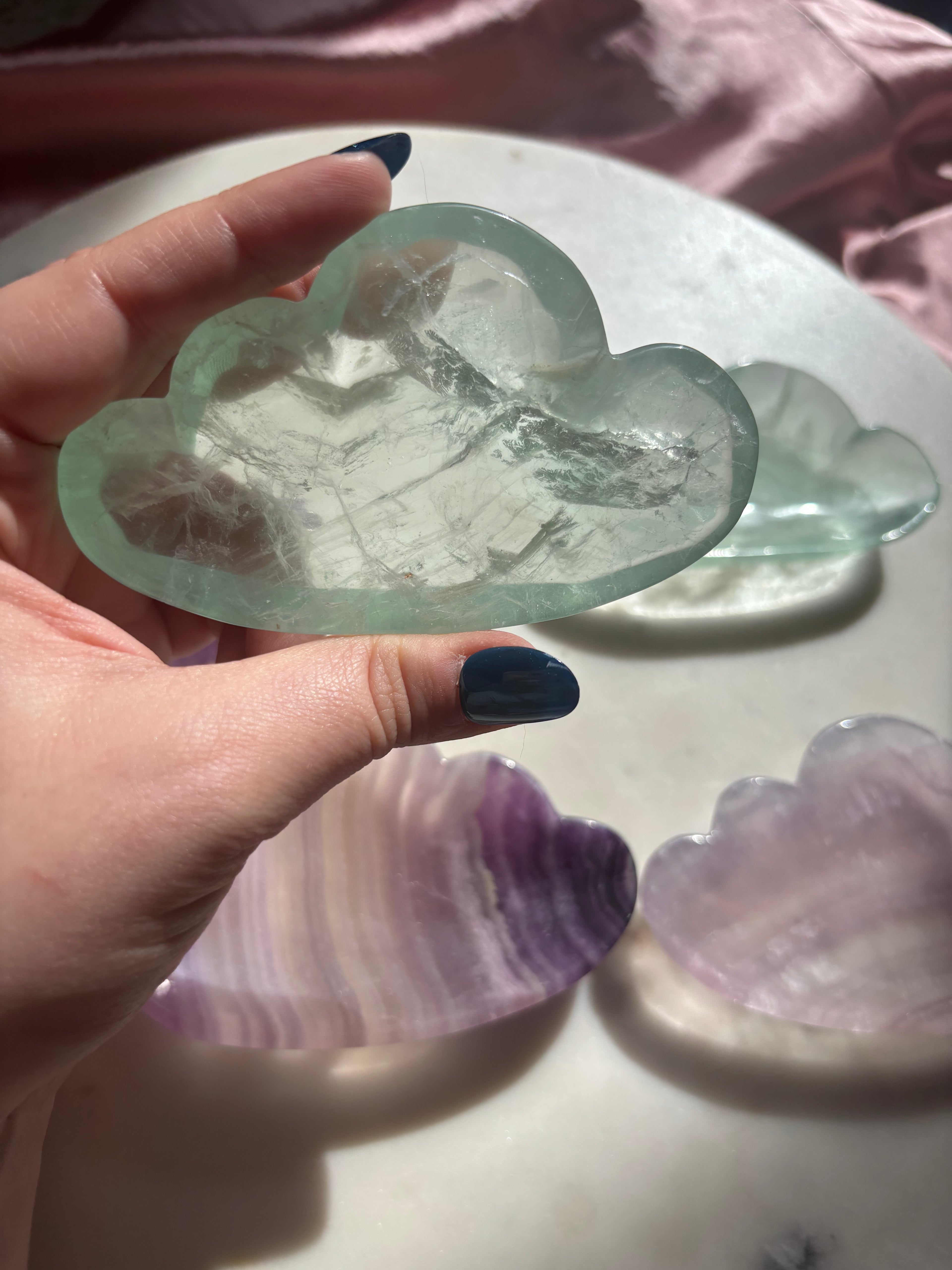 Cloud shape fluorite jewelry dishes