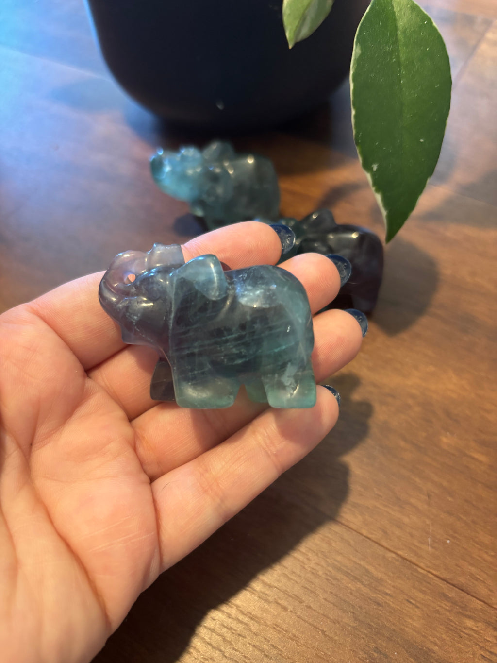 Fluorite Elephant carvings