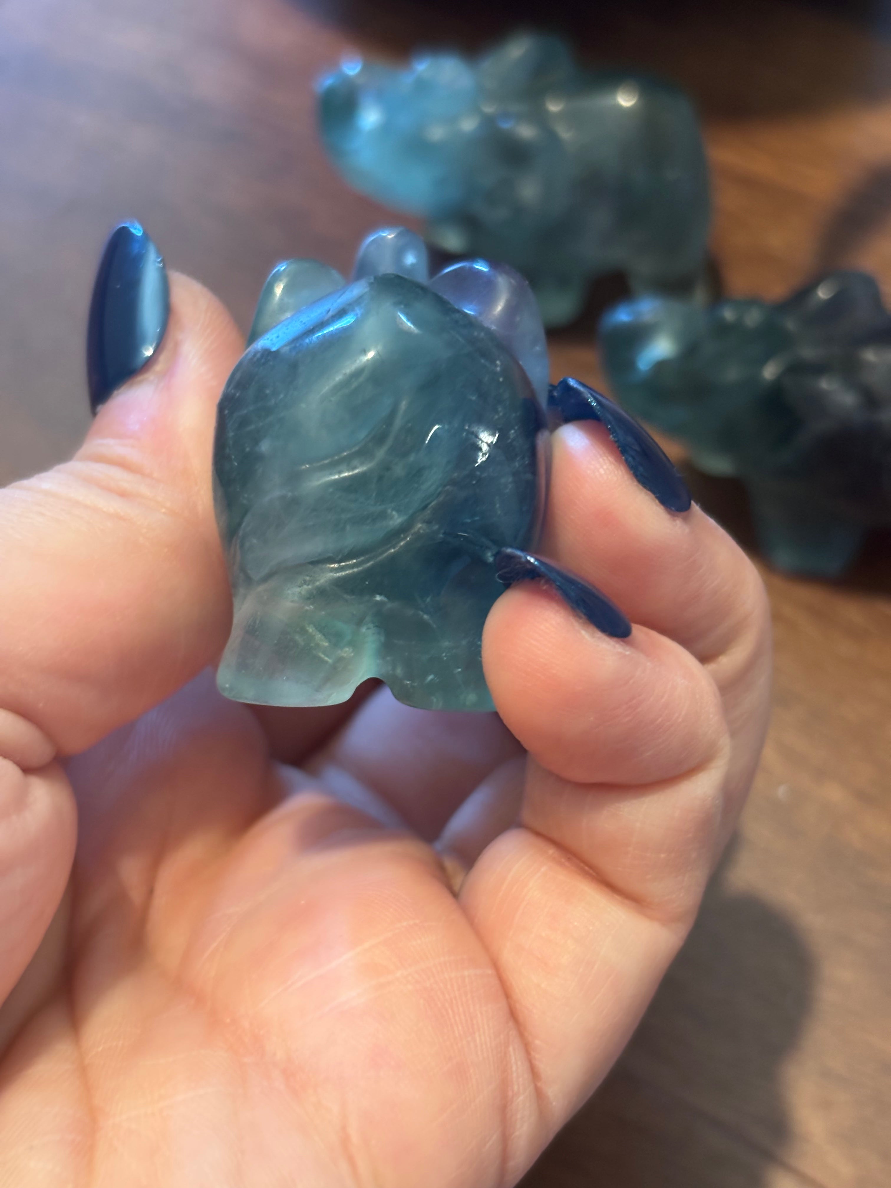 Fluorite Elephant carvings