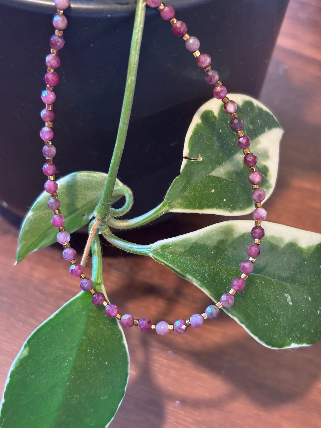Pink tourmaline faceted ankle bracelet
