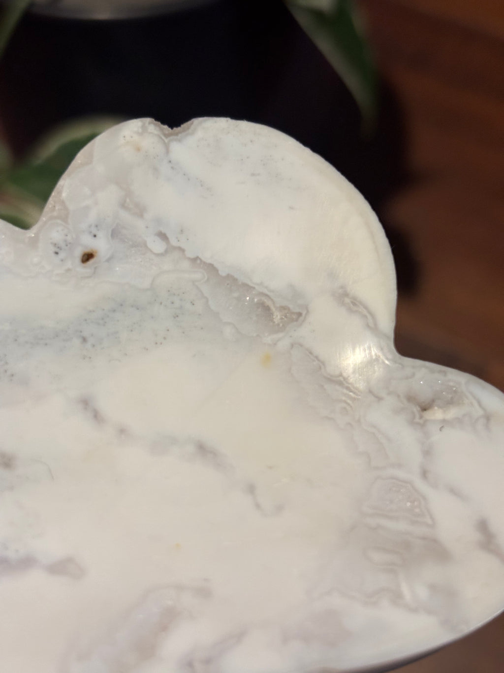 Cloud jewelry dish - white plume agate