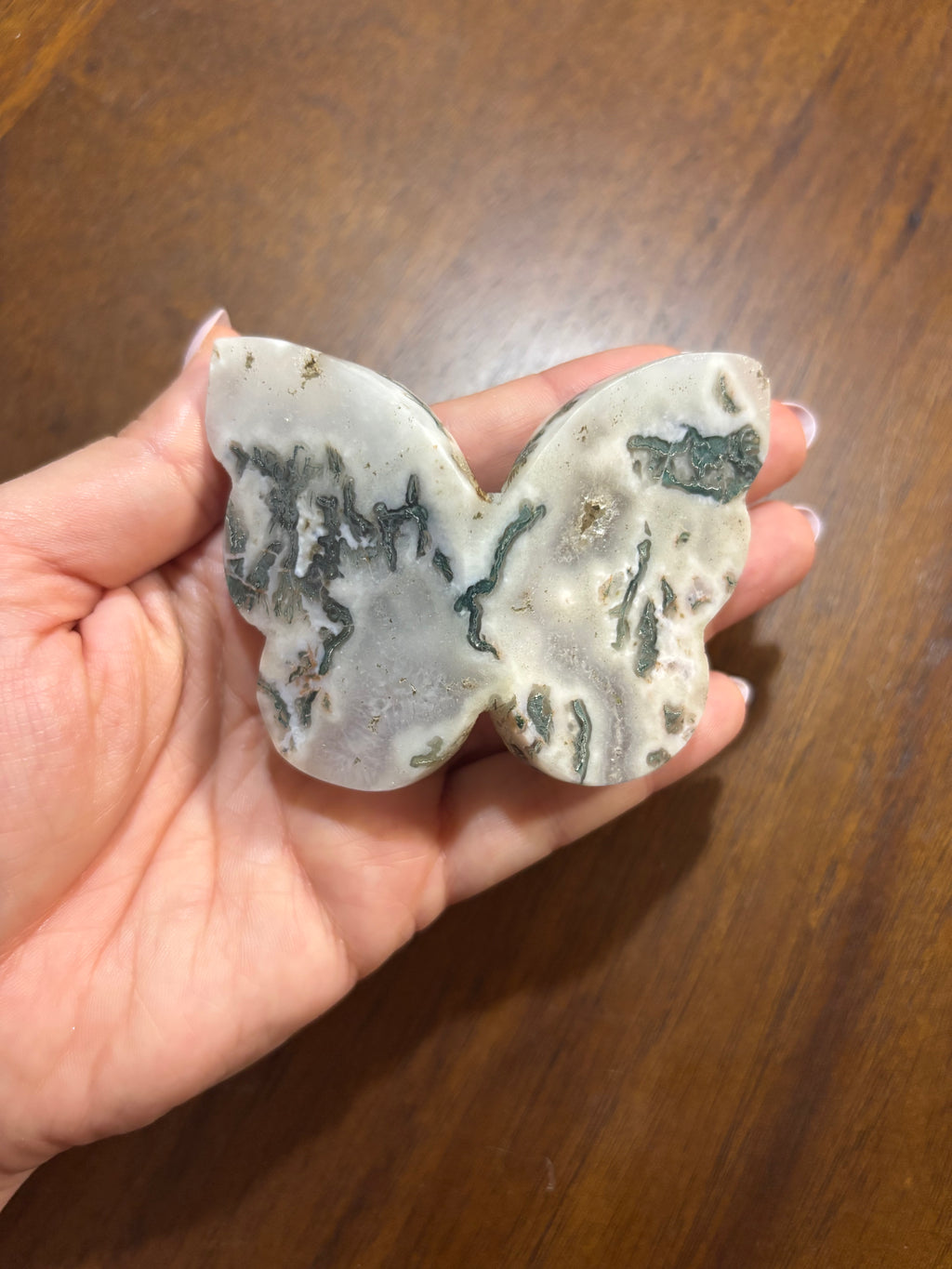 Tree moss agate 3d butterfly -chunky