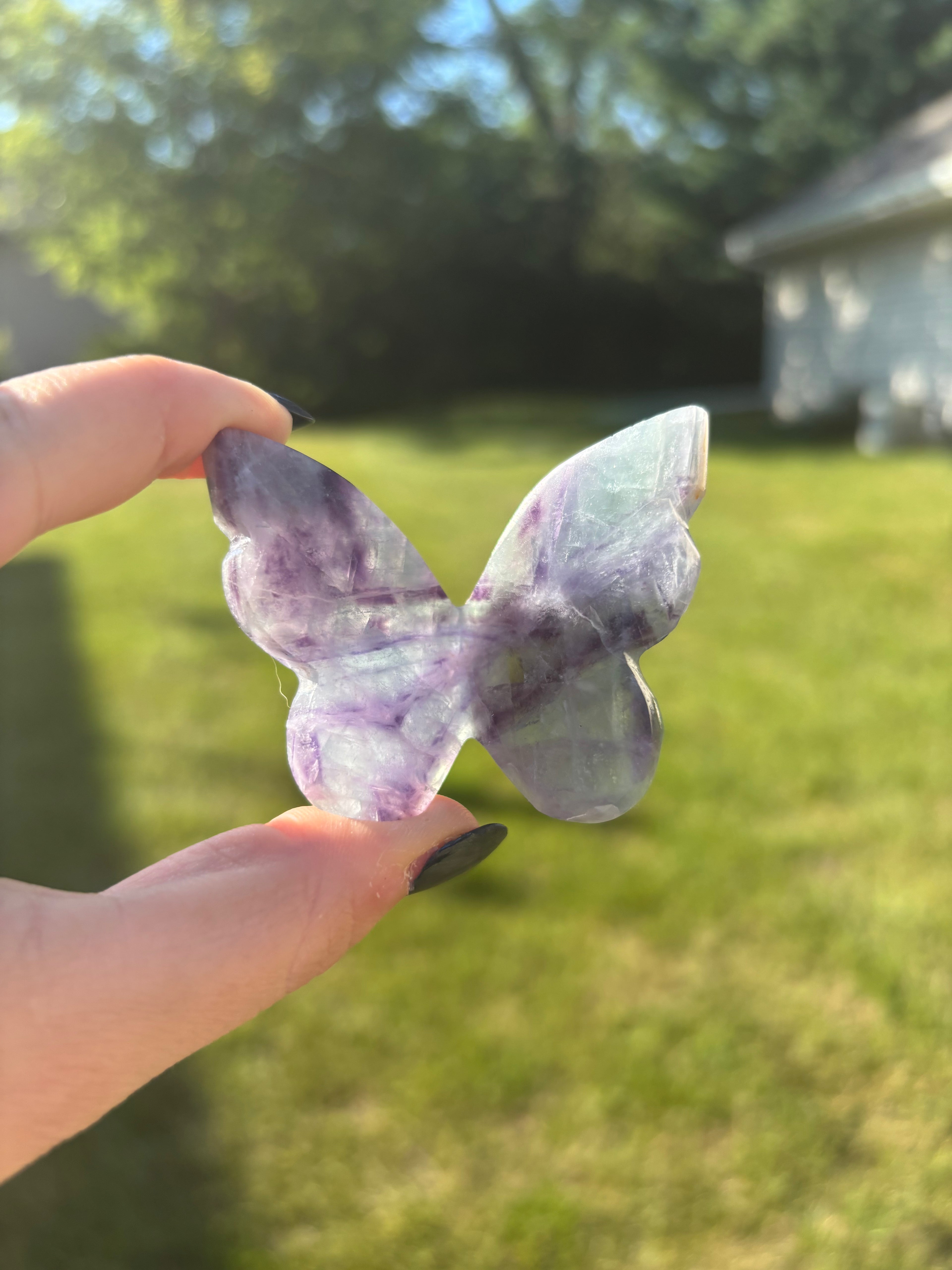 Fluorite 3d butterfly carving