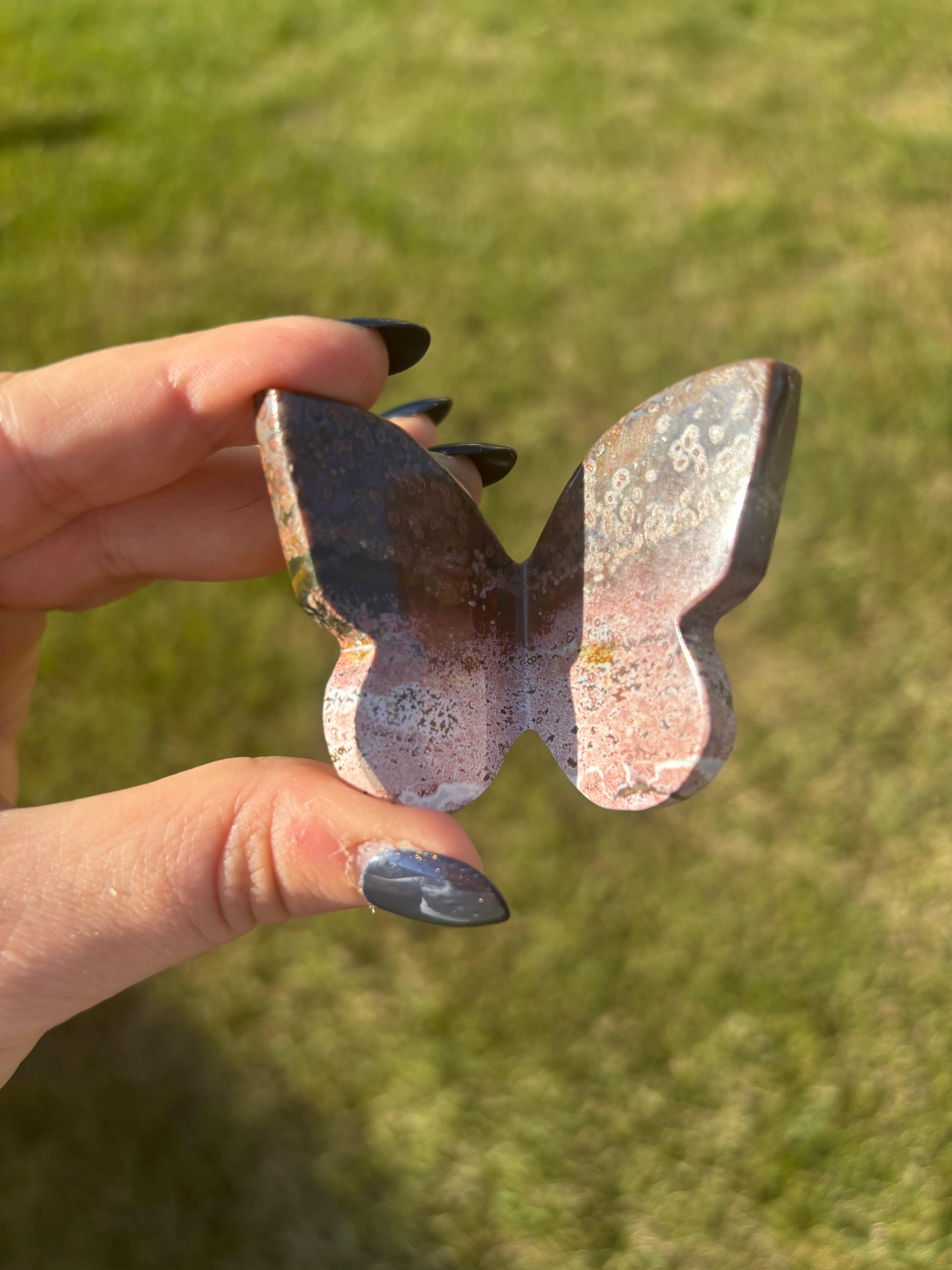 Ocean Jasper 3d butterfly carving