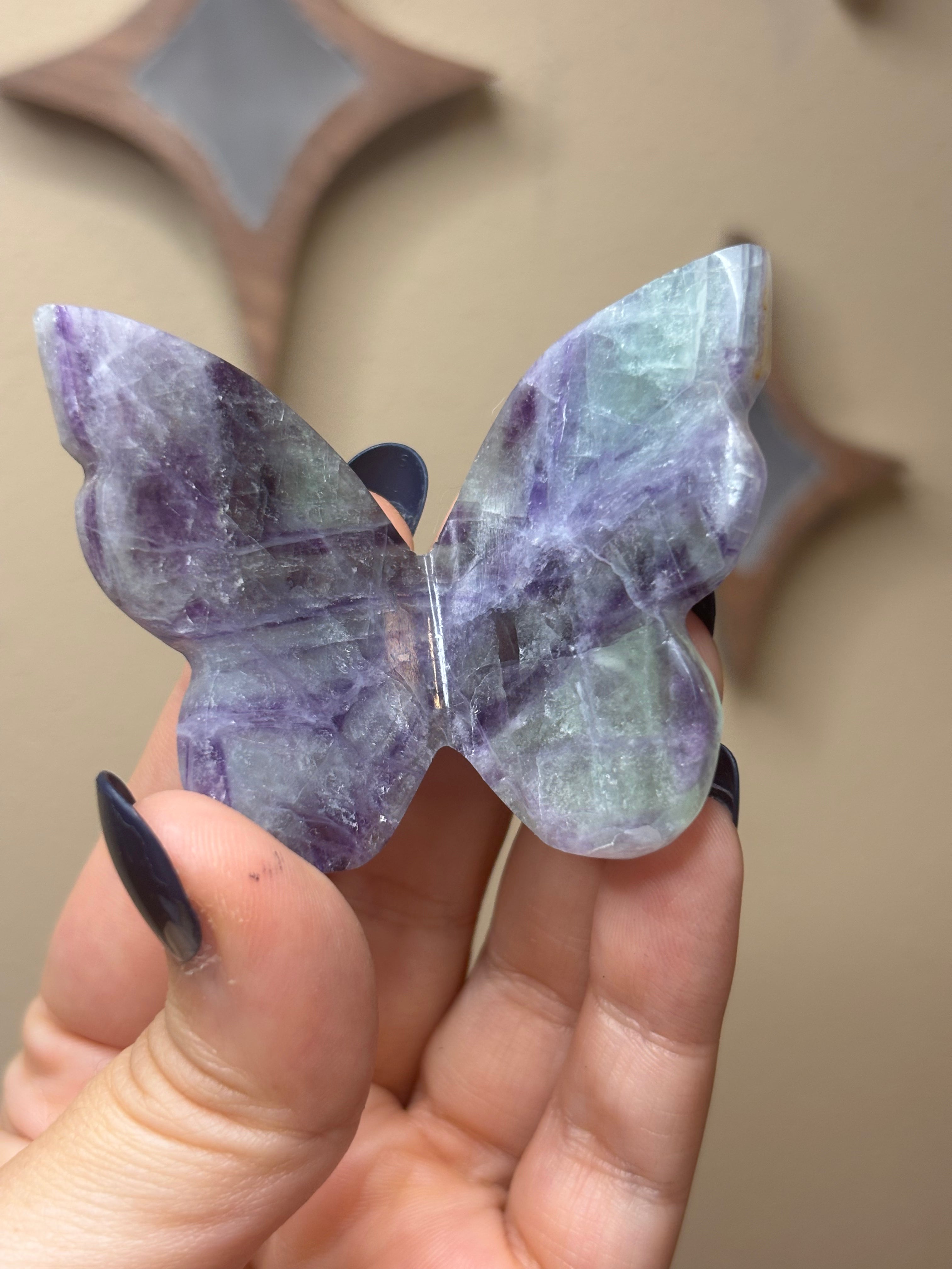 Fluorite 3d butterfly carving