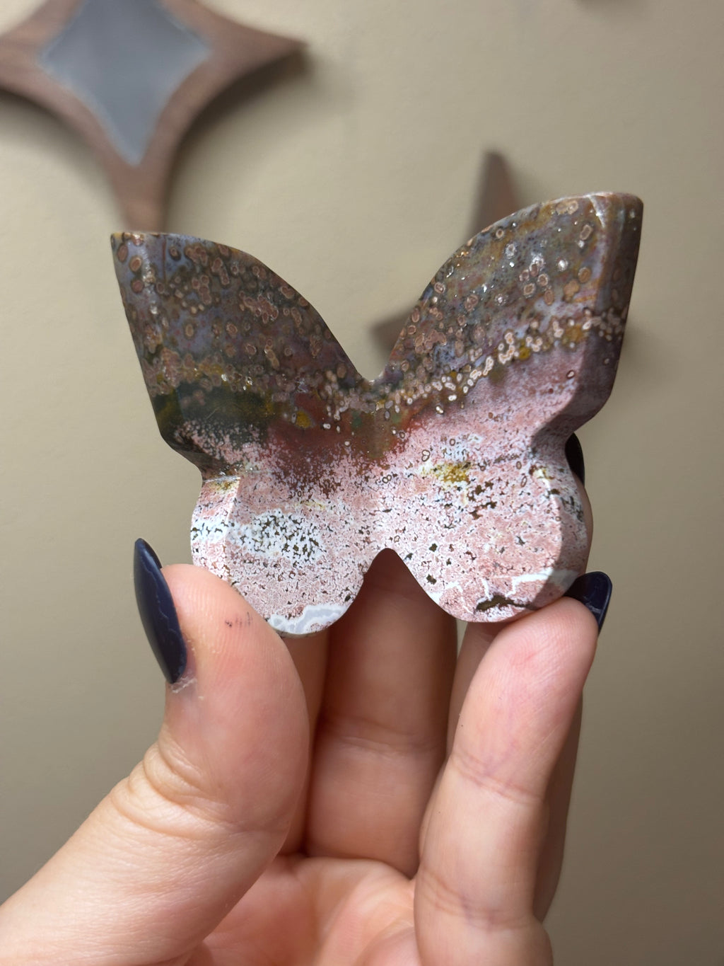 Ocean Jasper 3d butterfly carving