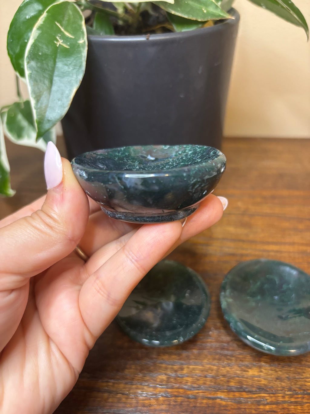 Moss agate dish