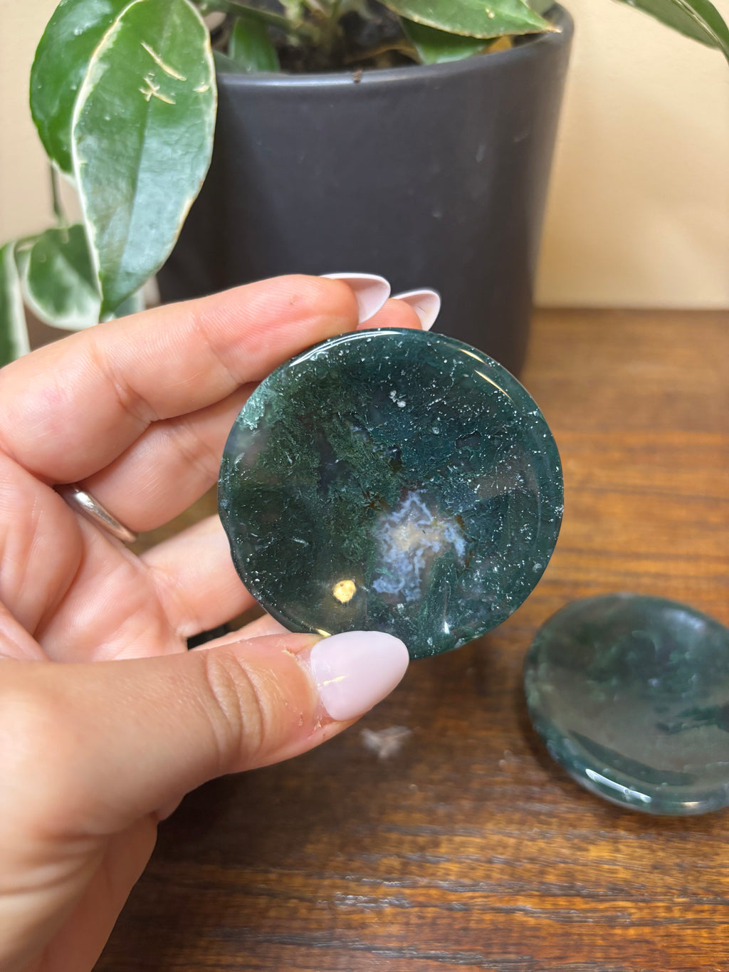 Moss agate dish