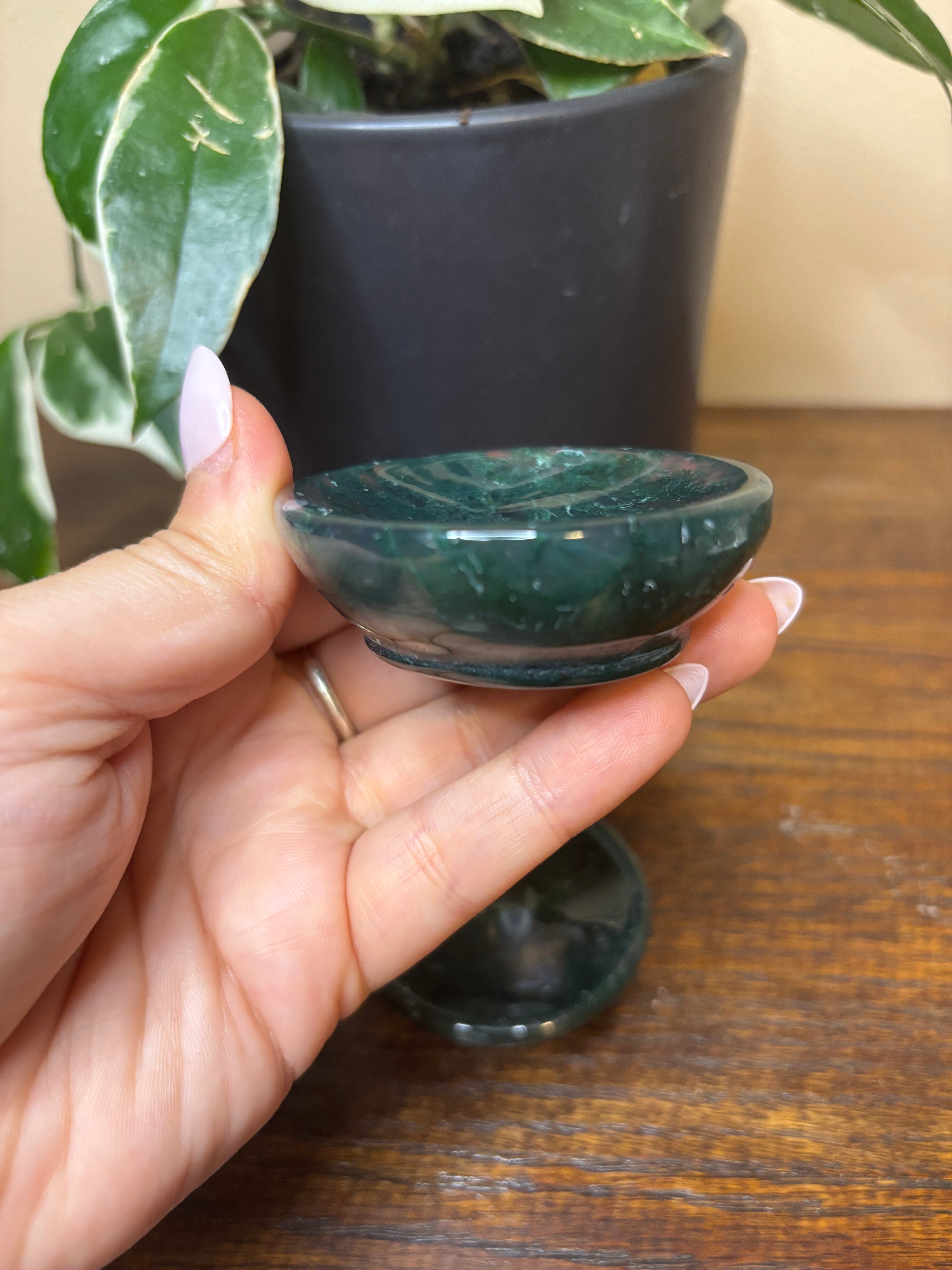 Moss agate dish