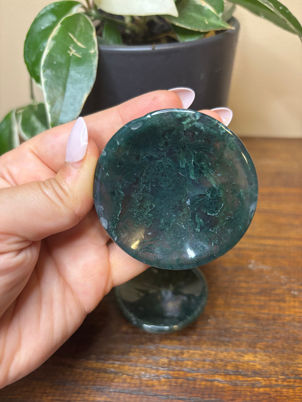 Moss agate dish