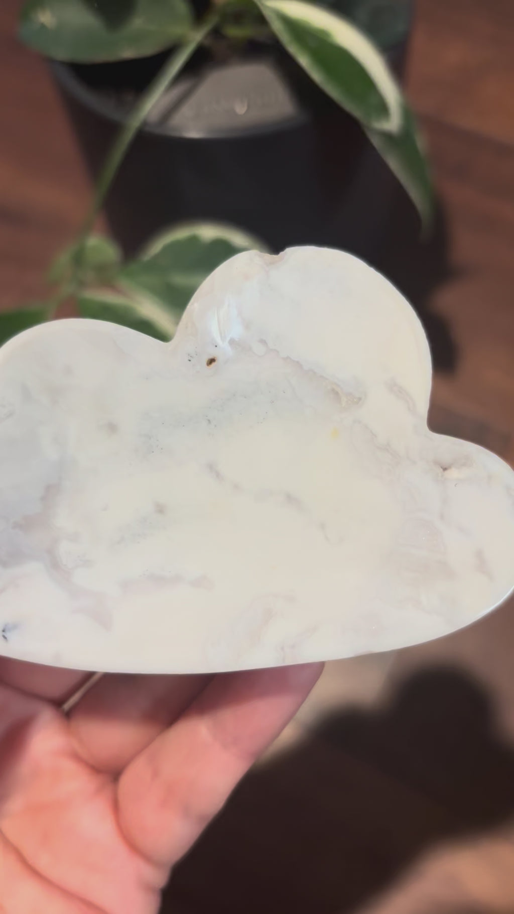 Cloud jewelry dish - white plume agate