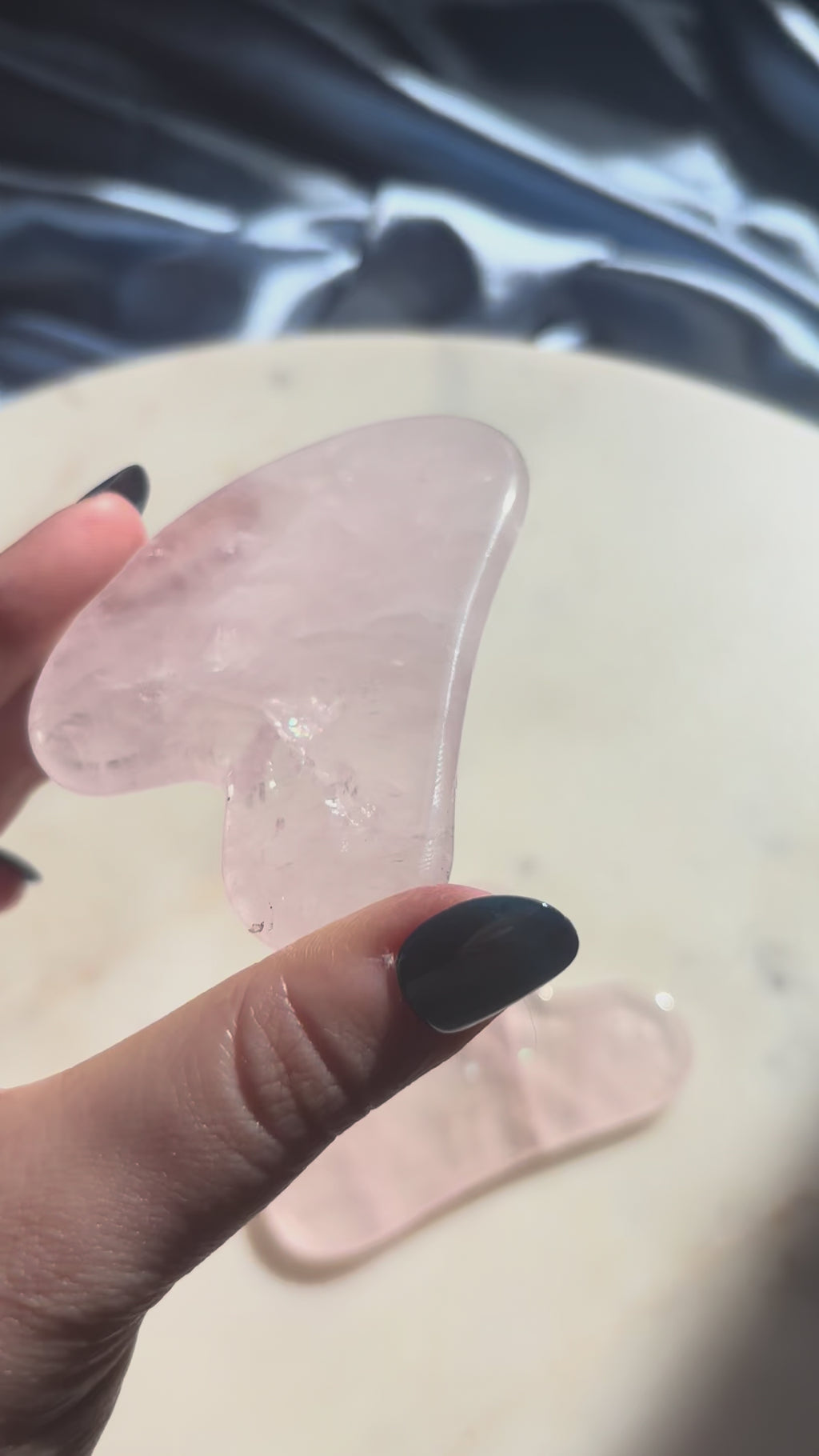 Rose Quartz Guasha with little 🌈 s