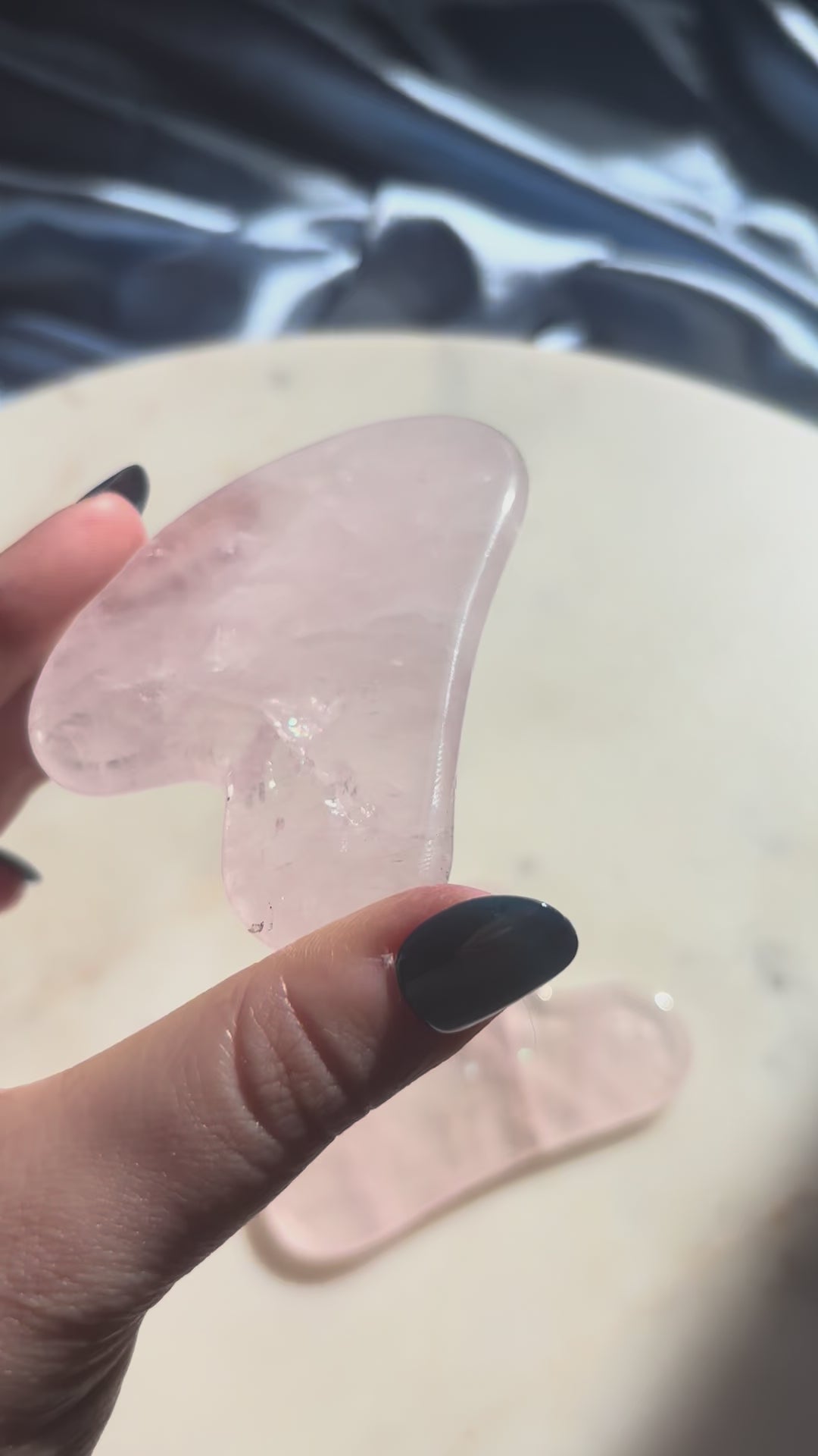 Rose Quartz Guasha with little 🌈 s