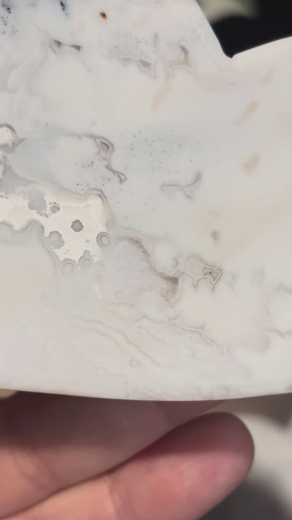 Cloud jewelry dish - white plume agate