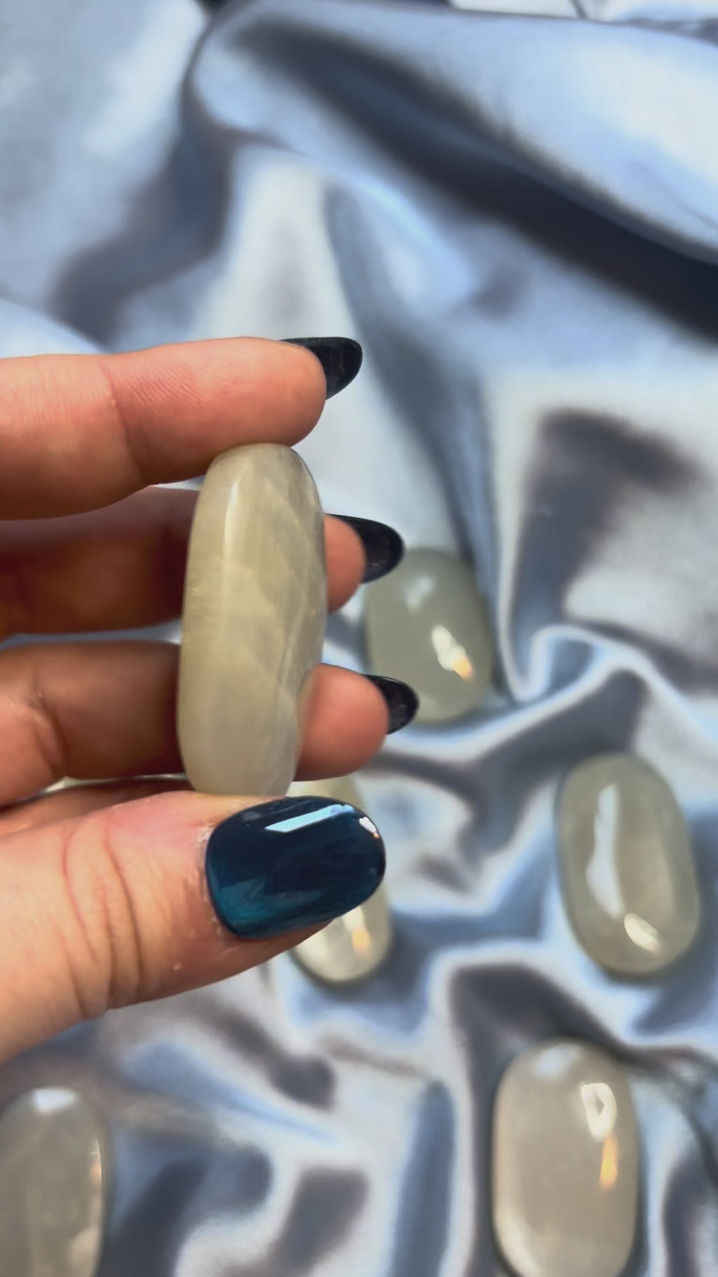 Green moonstone pocket stone